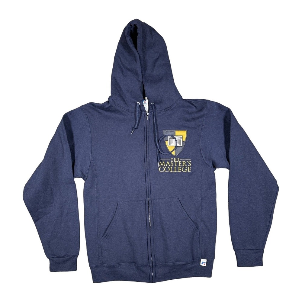 Russell Athletic The Masters College Navy Blue Full Zip Hoodie Mens Size Large